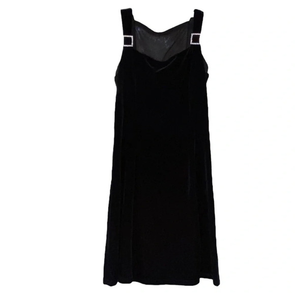 Vintage 90s Scott McClintock black Velvet rhinestone dress coquette Fall holiday - Picture 1 of 9